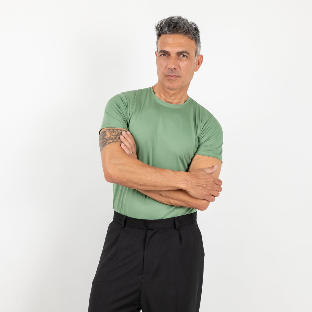T-shirt effetto seta - Verde Chiaro
