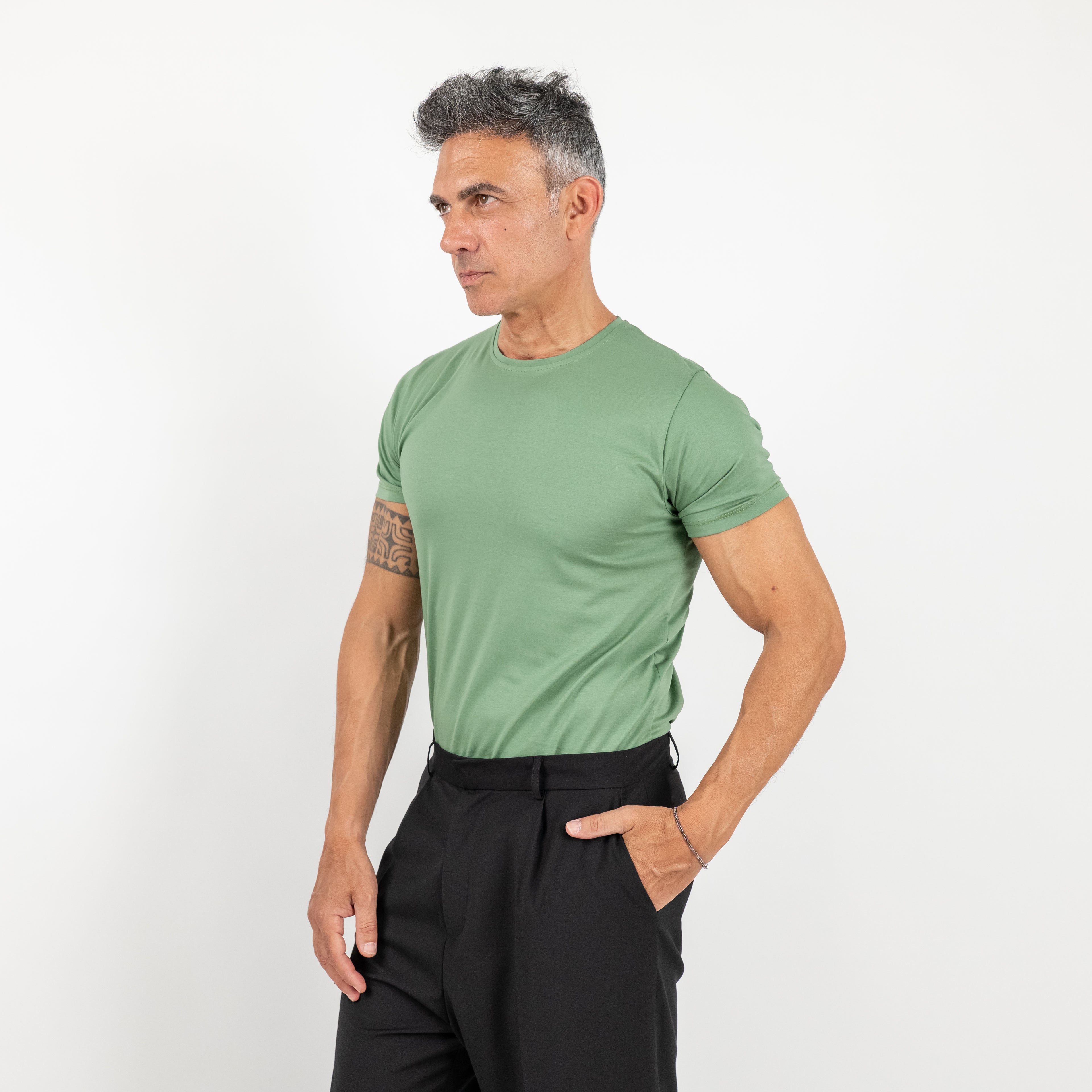T-shirt effetto seta - Verde Chiaro