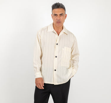 Camicia oversize in viscosa a righe - Crema