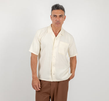 Camicia a manica corta in misto lino - Burro