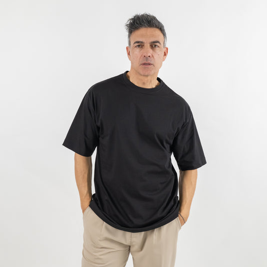 T-shirt over in cotone - Nero