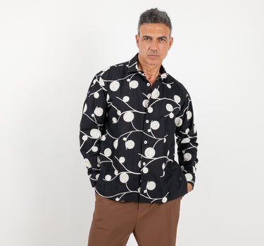 Camicia con ricami in rilievo - Nero