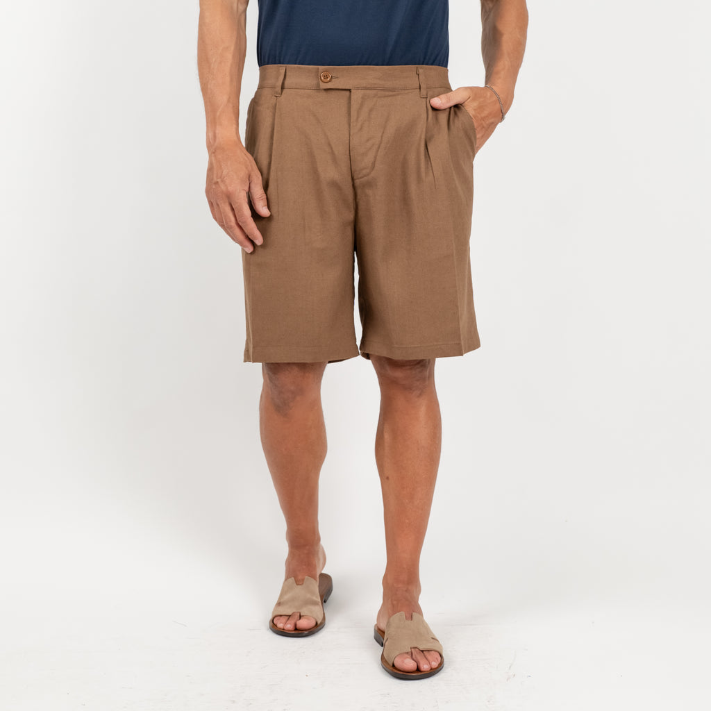 Bermuda in misto lino - Marrone