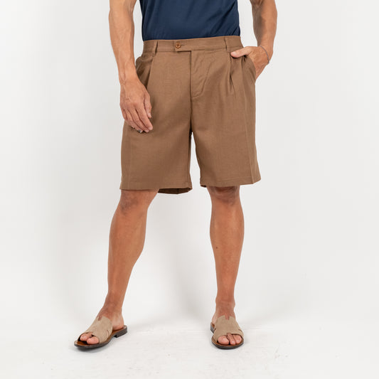 Bermuda in misto lino - Marrone