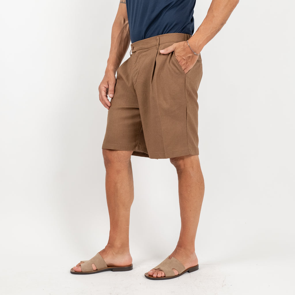 Bermuda in misto lino - Marrone