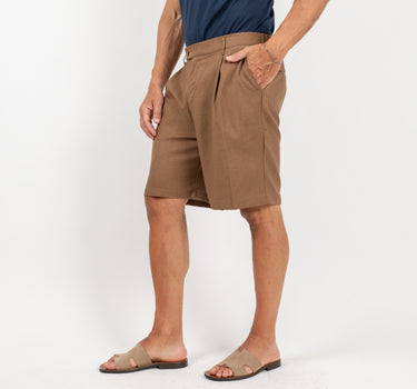 Bermuda in misto lino - Marrone
