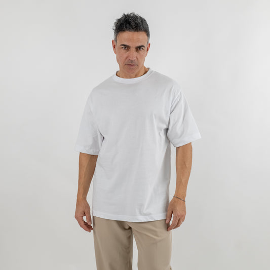 T-shirt over in cotone - Bianco