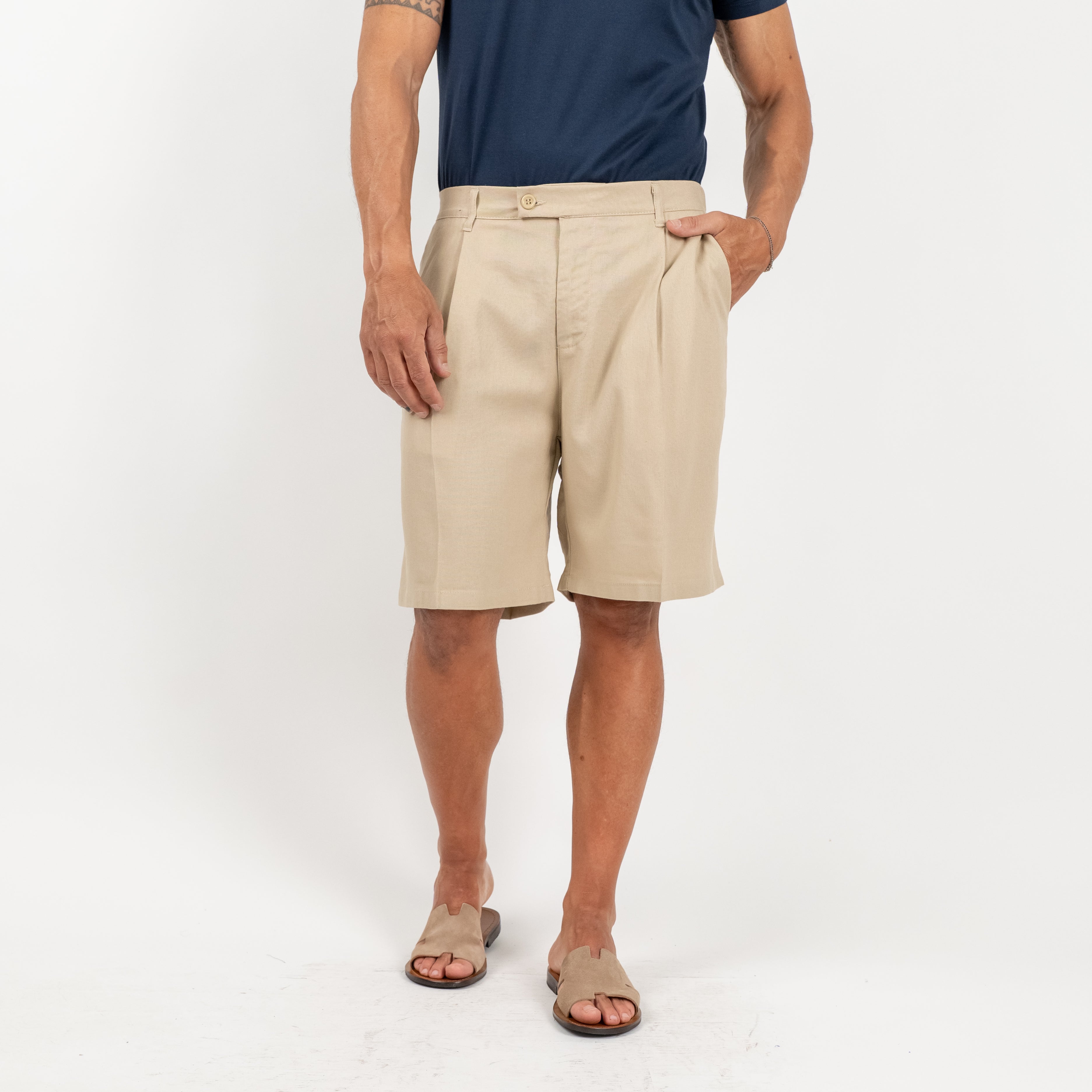 Bermuda in misto lino - Beige