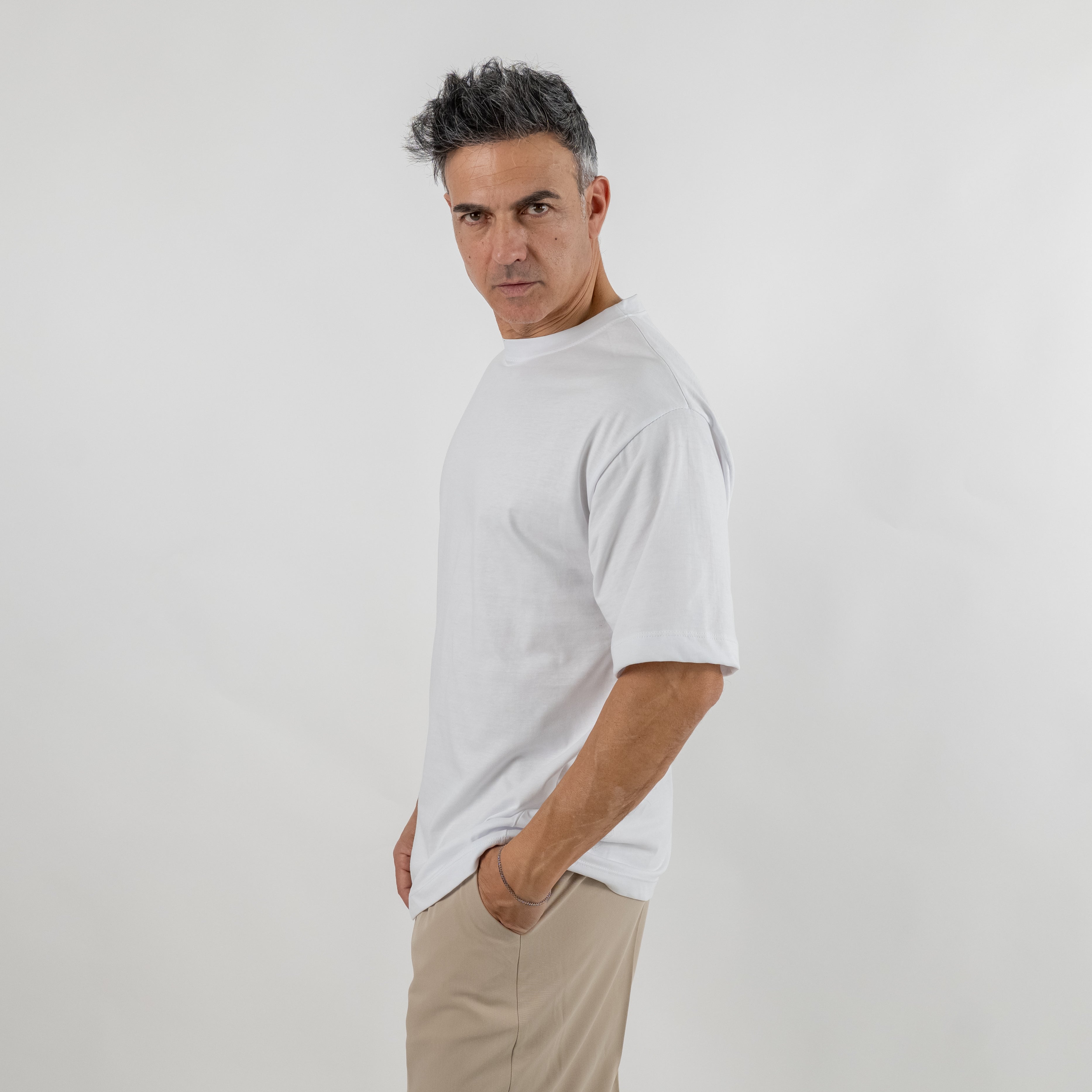T-shirt over in cotone - Bianco