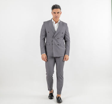 Melange Double Breasted Suit - Royal Blue