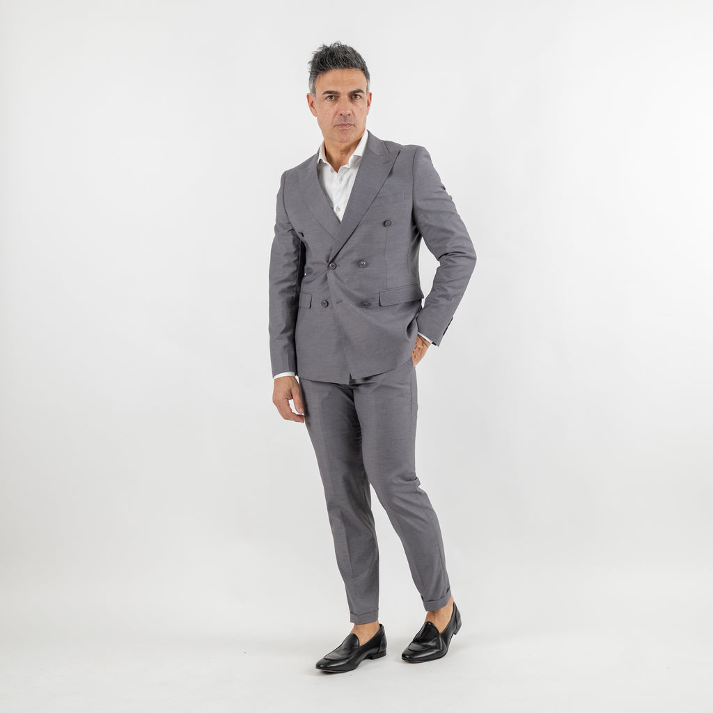 Traje cruzado melange - Azul real