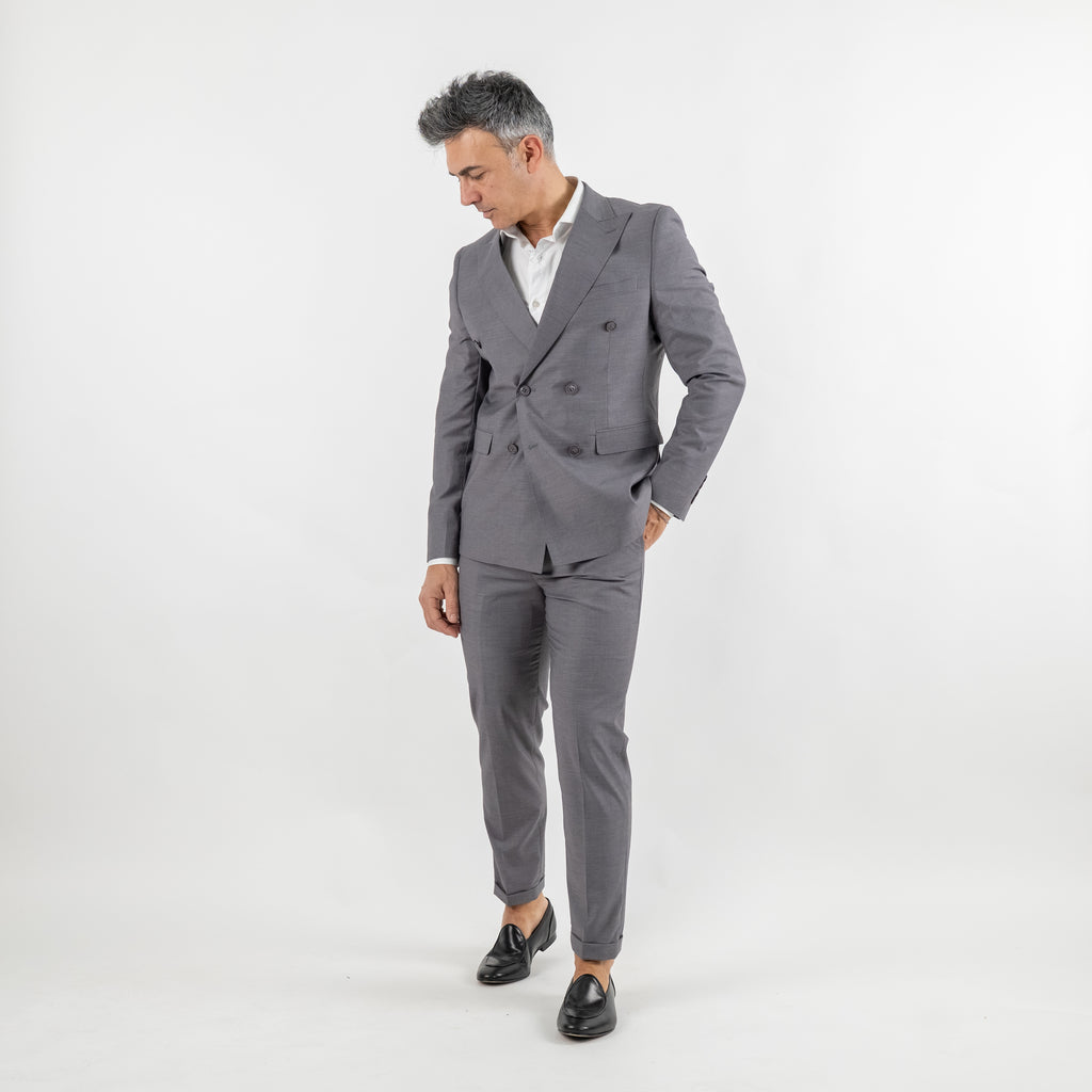 Traje cruzado melange - Azul real