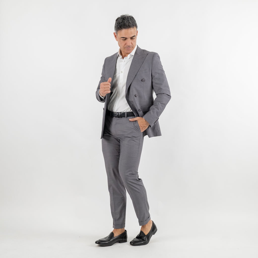 Traje cruzado melange - Azul real