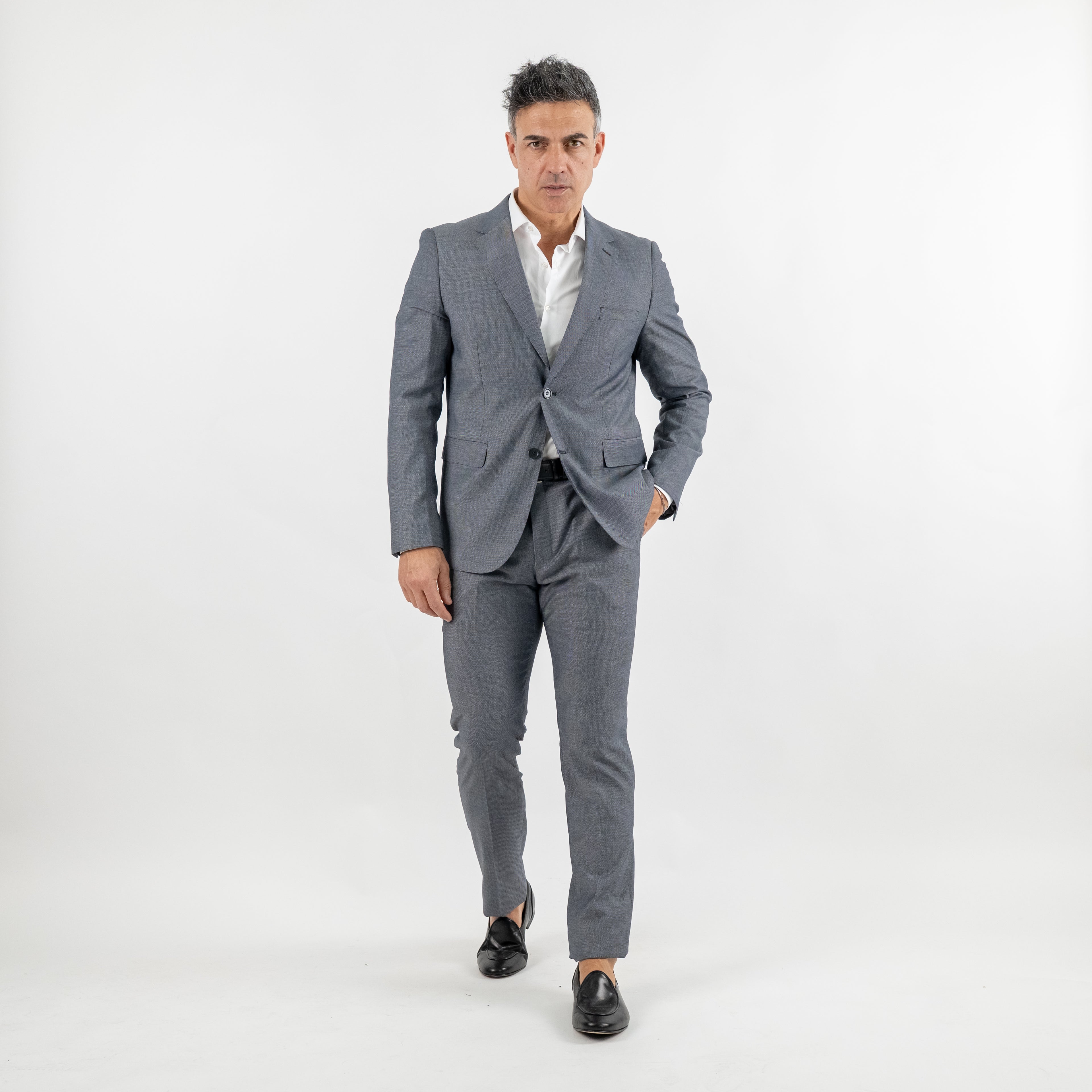 Single-breasted rice grain suit - Grey