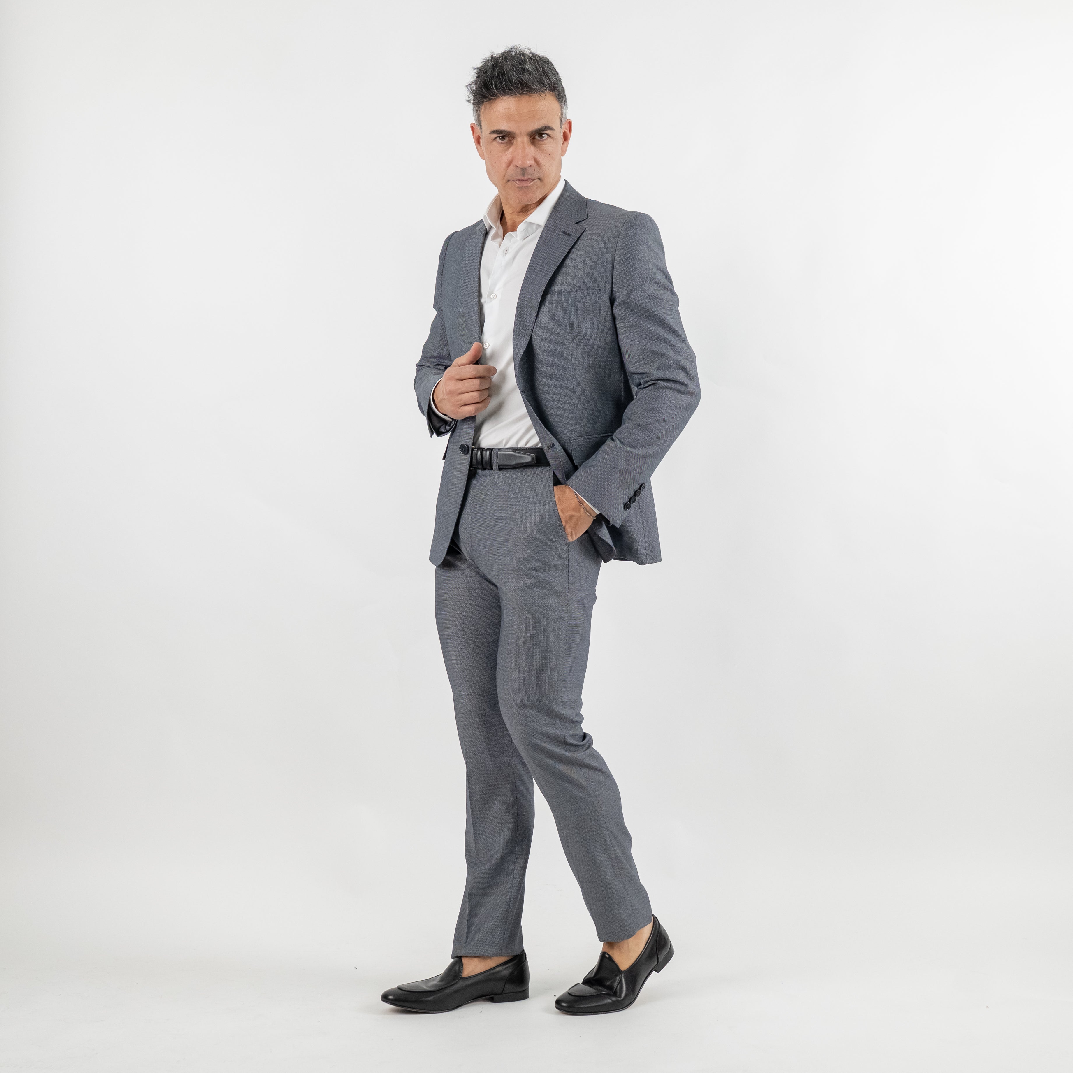 Abito monopetto effetto chicco di riso - Grigio