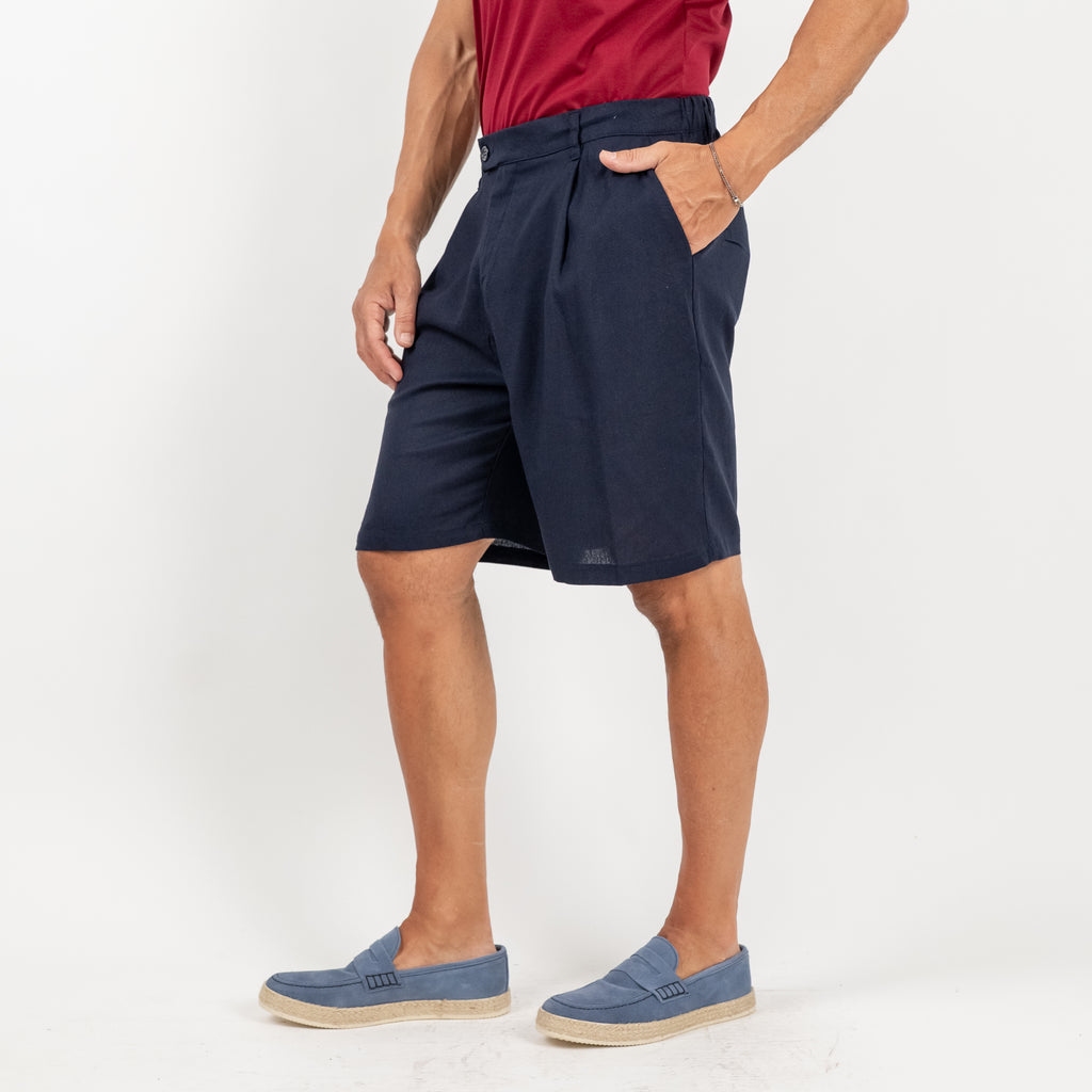 Bermuda in misto lino - Blu