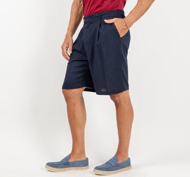 Bermuda in misto lino - Blu