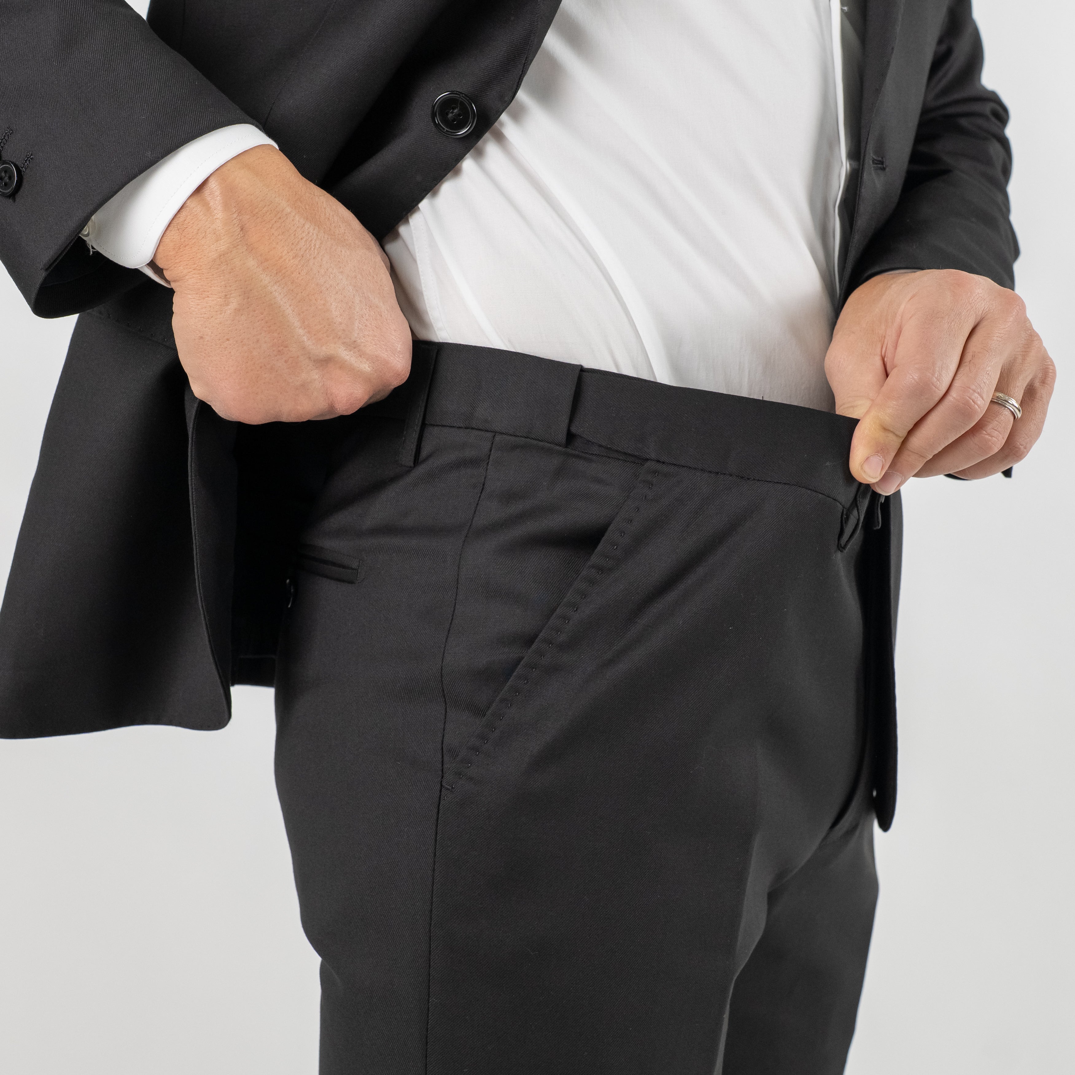 Single-breasted suit with notch lapel and topstitching - Black