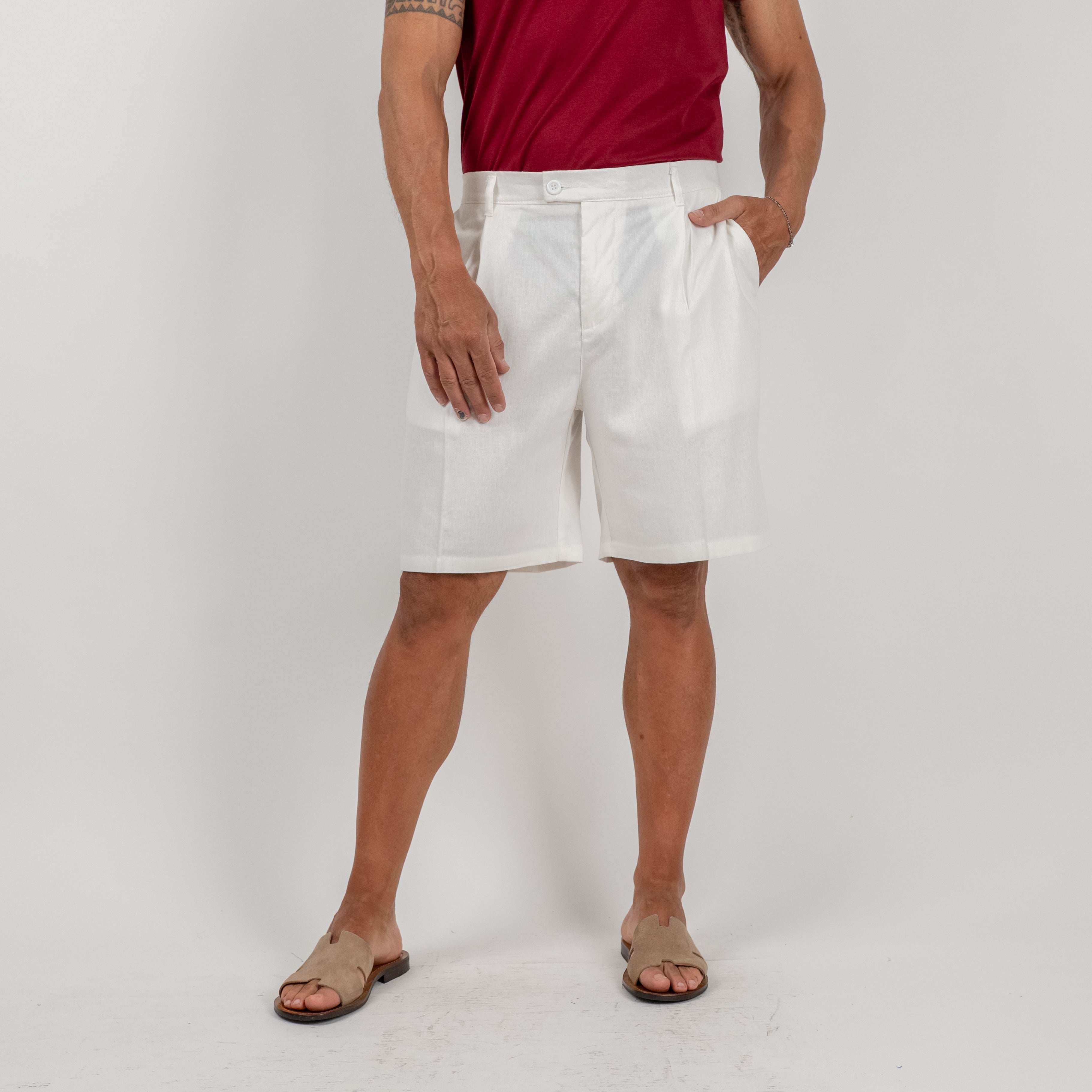 Bermuda in misto lino - Bianco