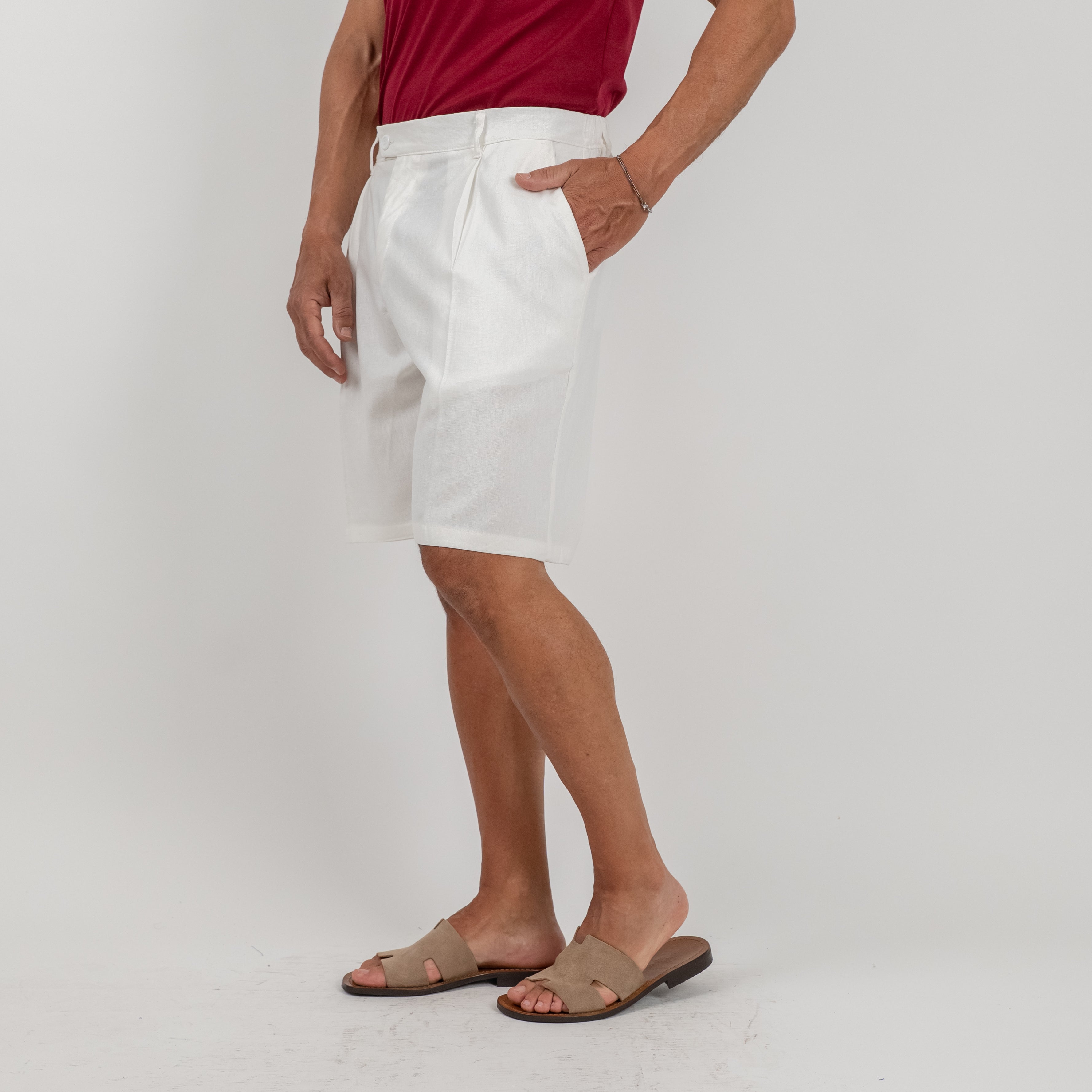 Bermuda in misto lino - Bianco