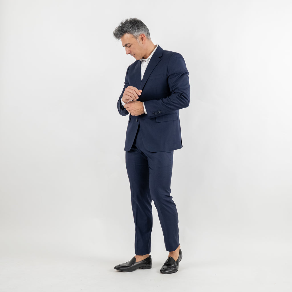 Abito monopetto rever classico impunturato- Blu Notte