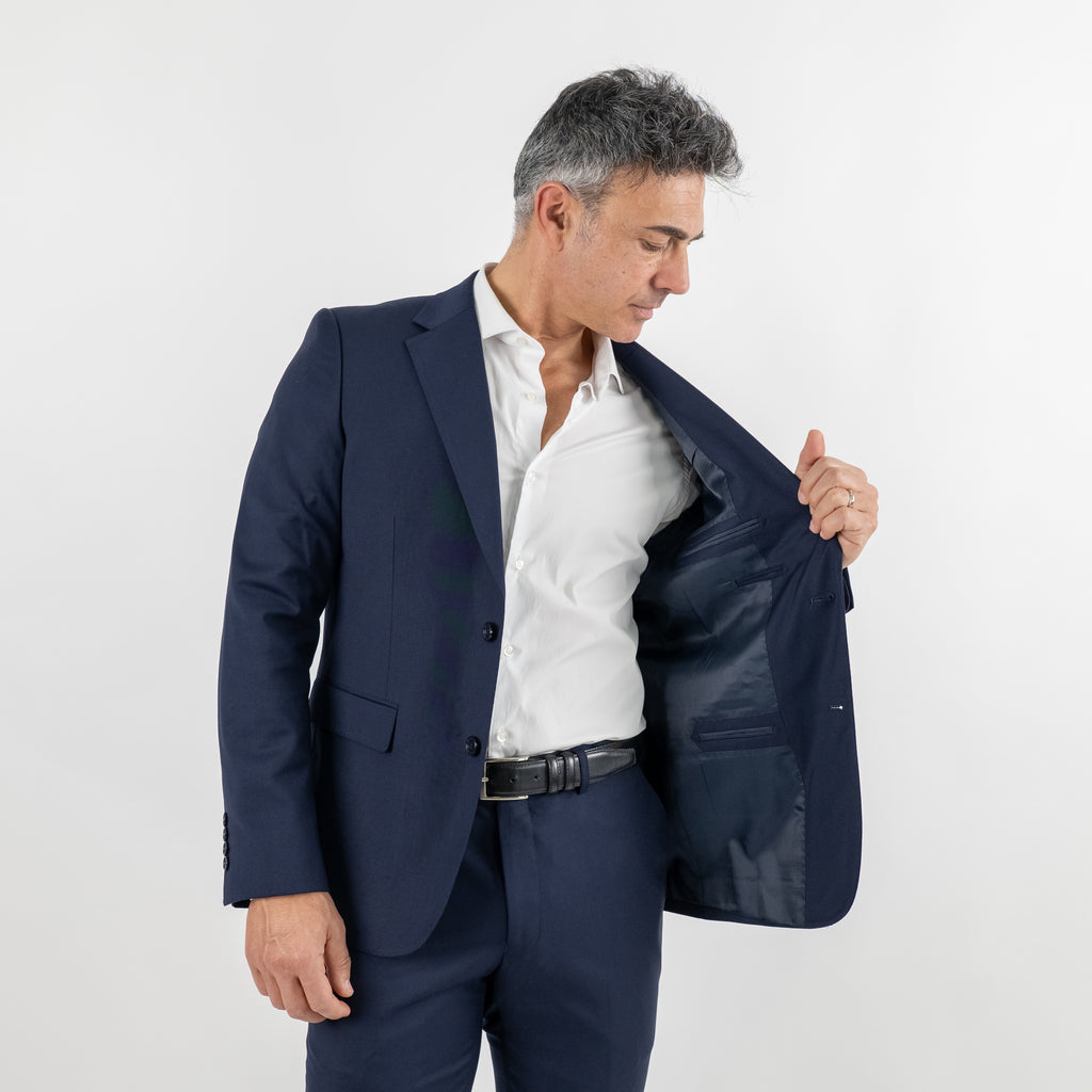 Abito monopetto rever classico impunturato- Blu Notte