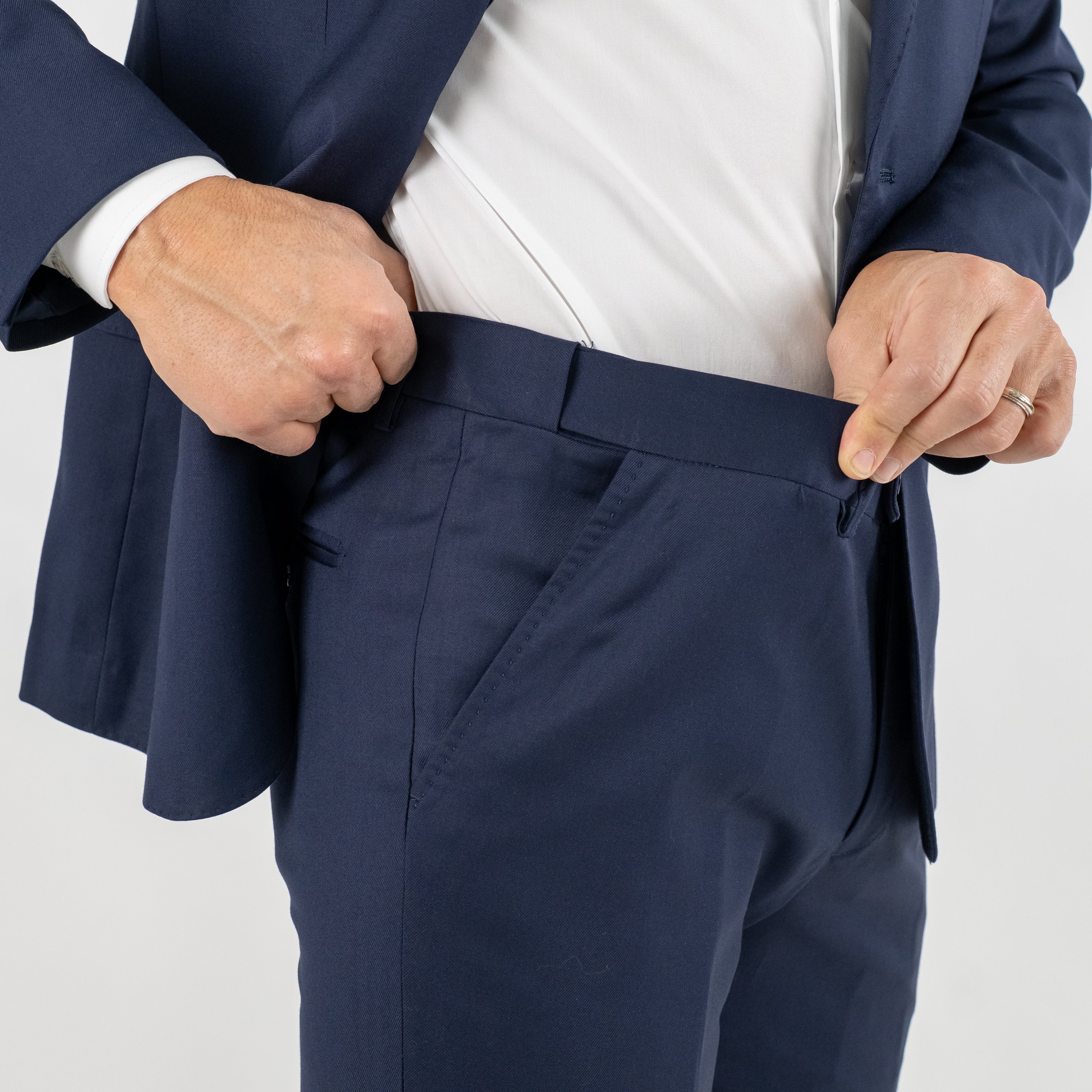 Single-breasted suit with notch lapel and topstitching - Midnight Blue