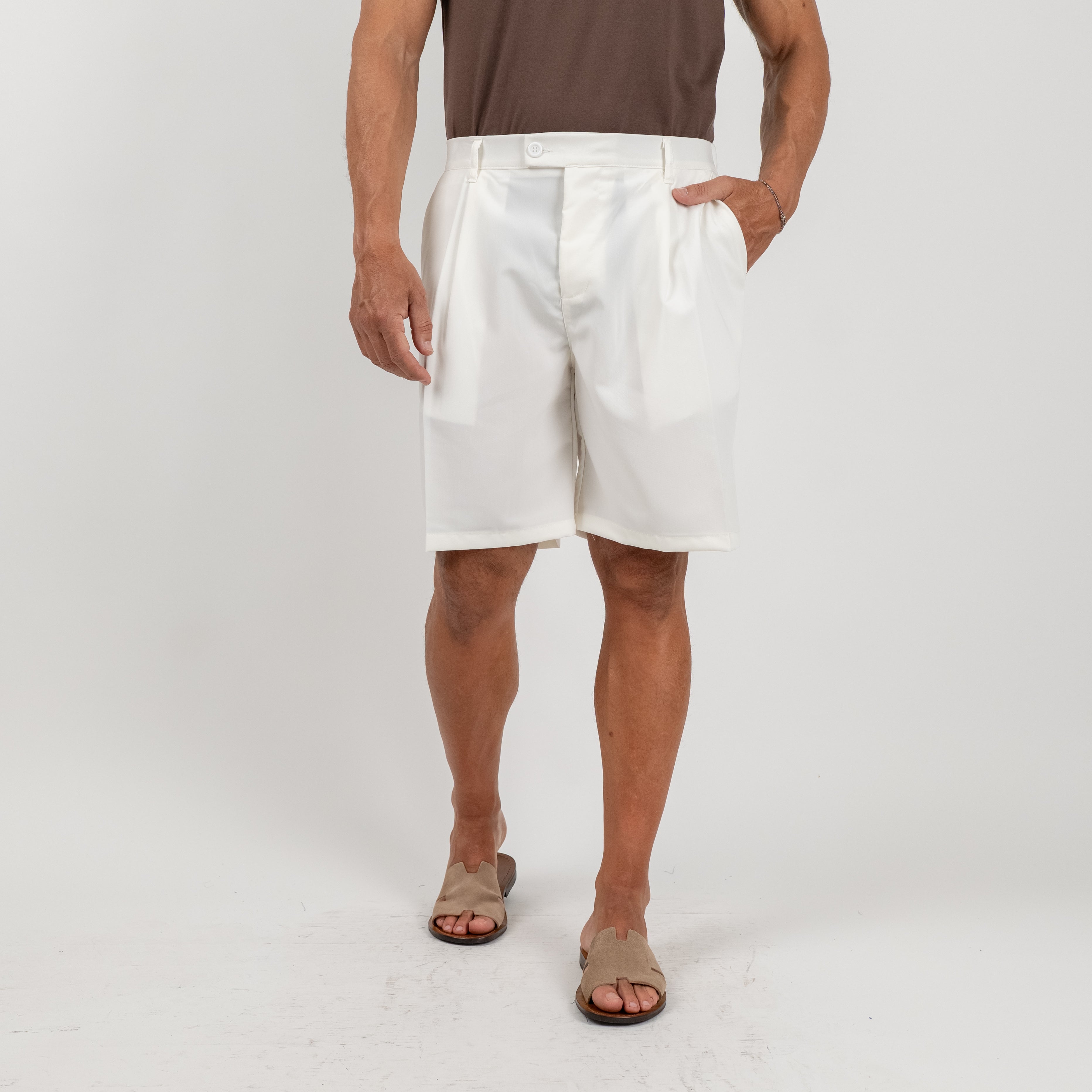 Bermuda con molla sul retro - Bianco