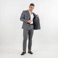 Abito doppiopetto gessato con pantalone con molla - Grigio