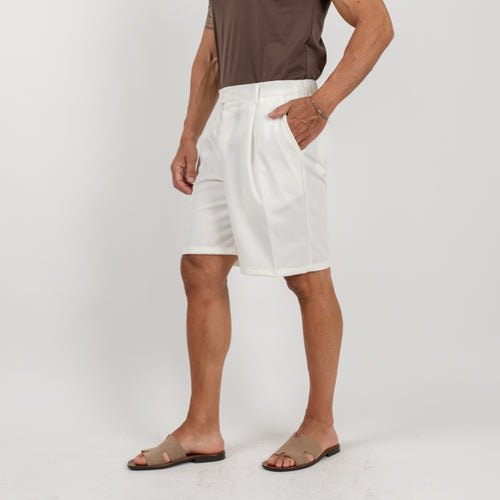 Bermuda shorts with spring on the back - White 