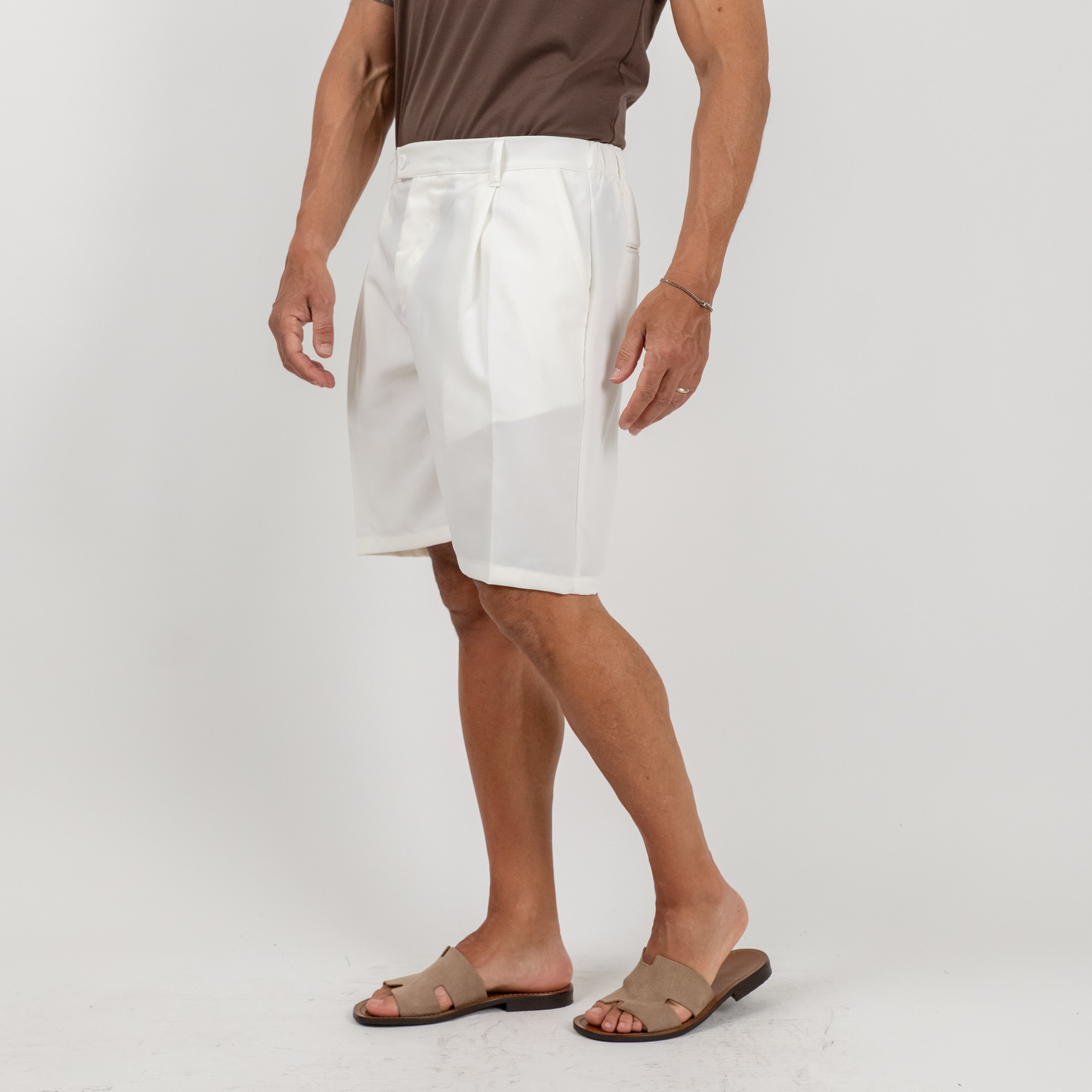 Bermuda con molla sul retro - Bianco