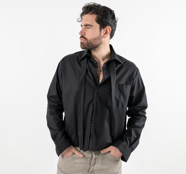 Camicia con fiocco removibile - Nero