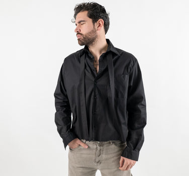 Camicia con fiocco removibile - Nero