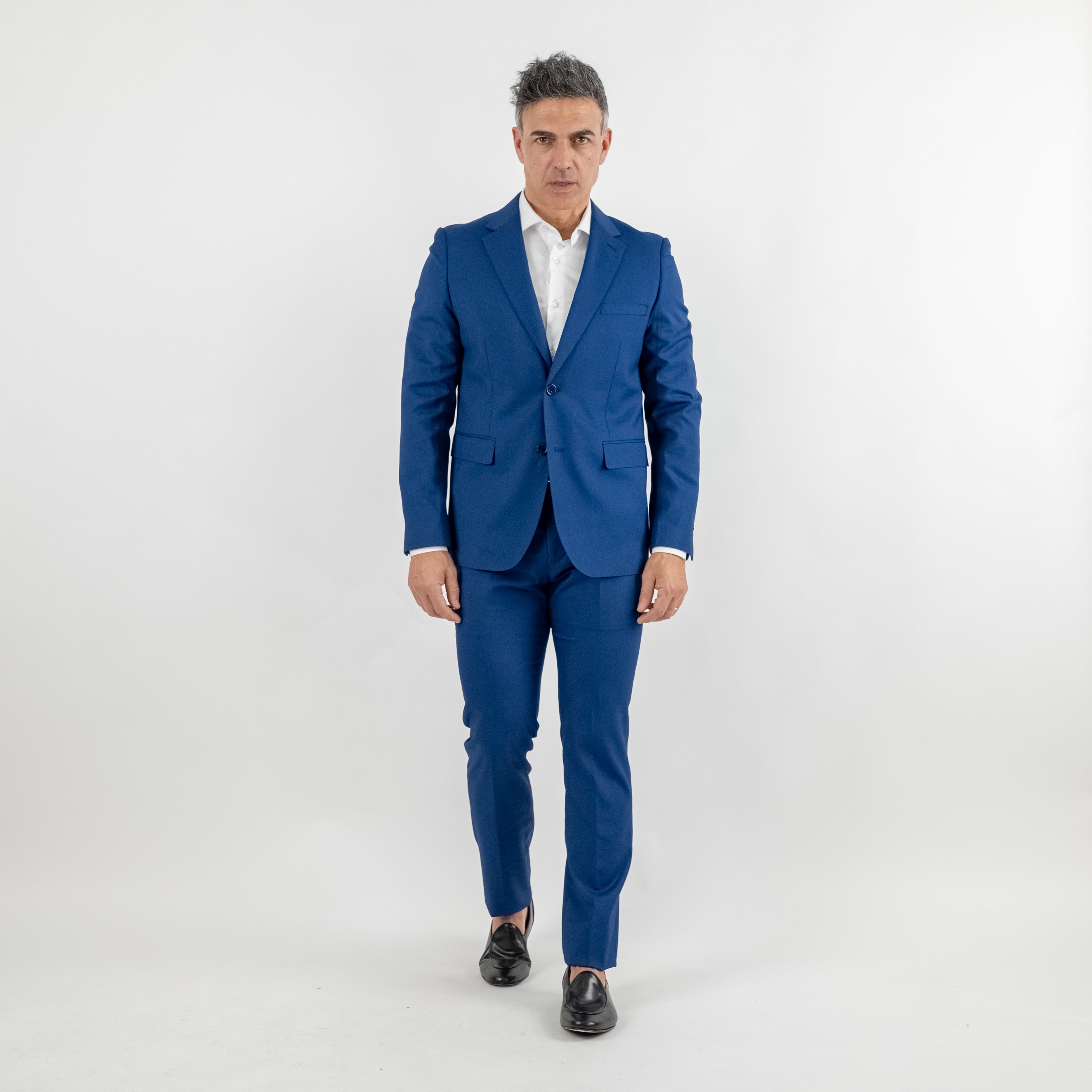 Single-breasted rice grain suit - Royal Blue