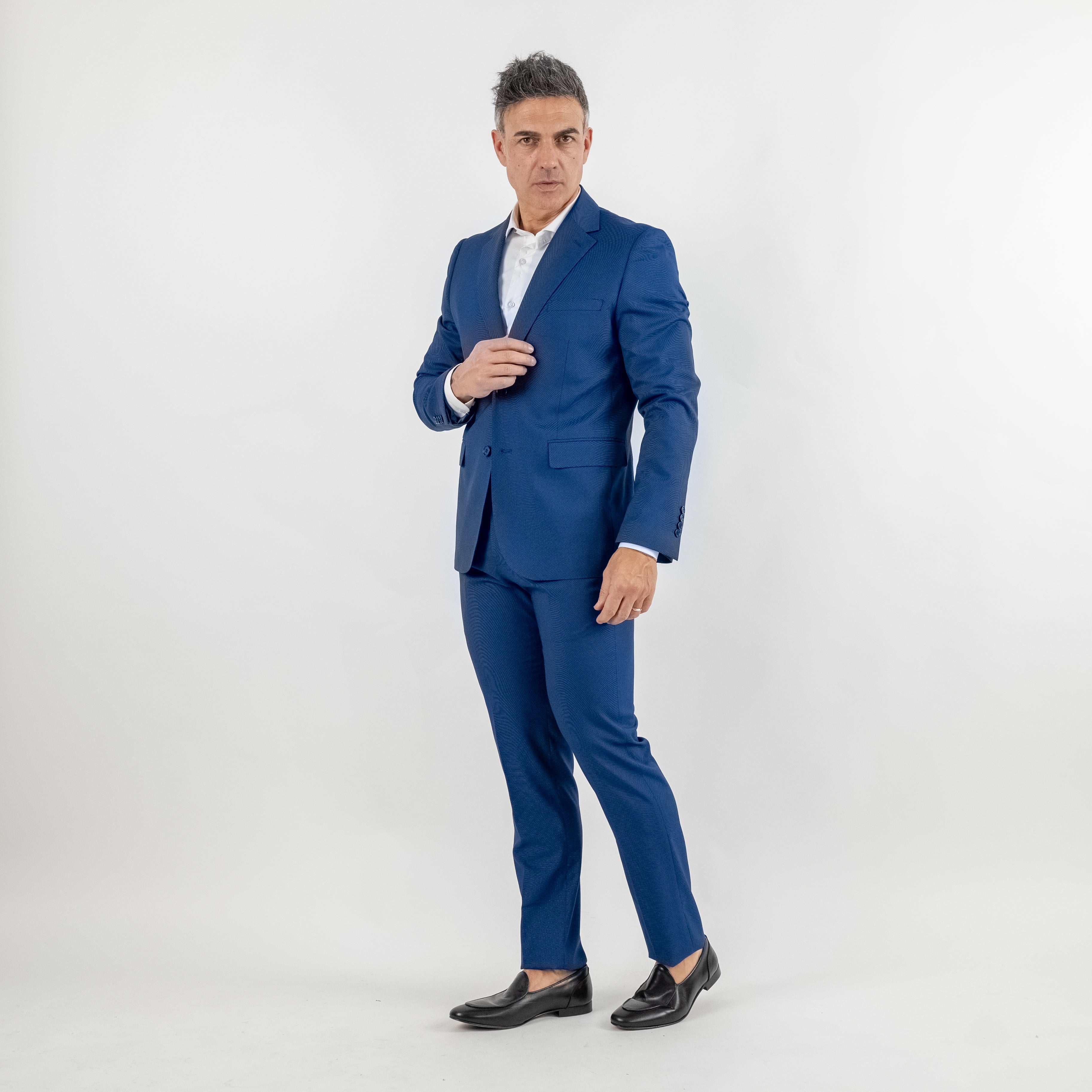 Single-breasted rice grain suit - Royal Blue