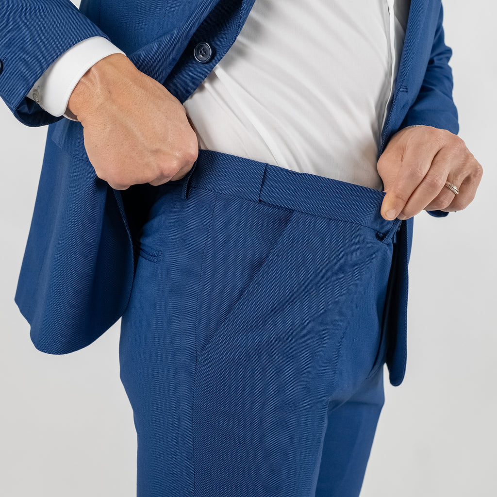 Traje de grano de arroz de botonadura sencilla - Azul real