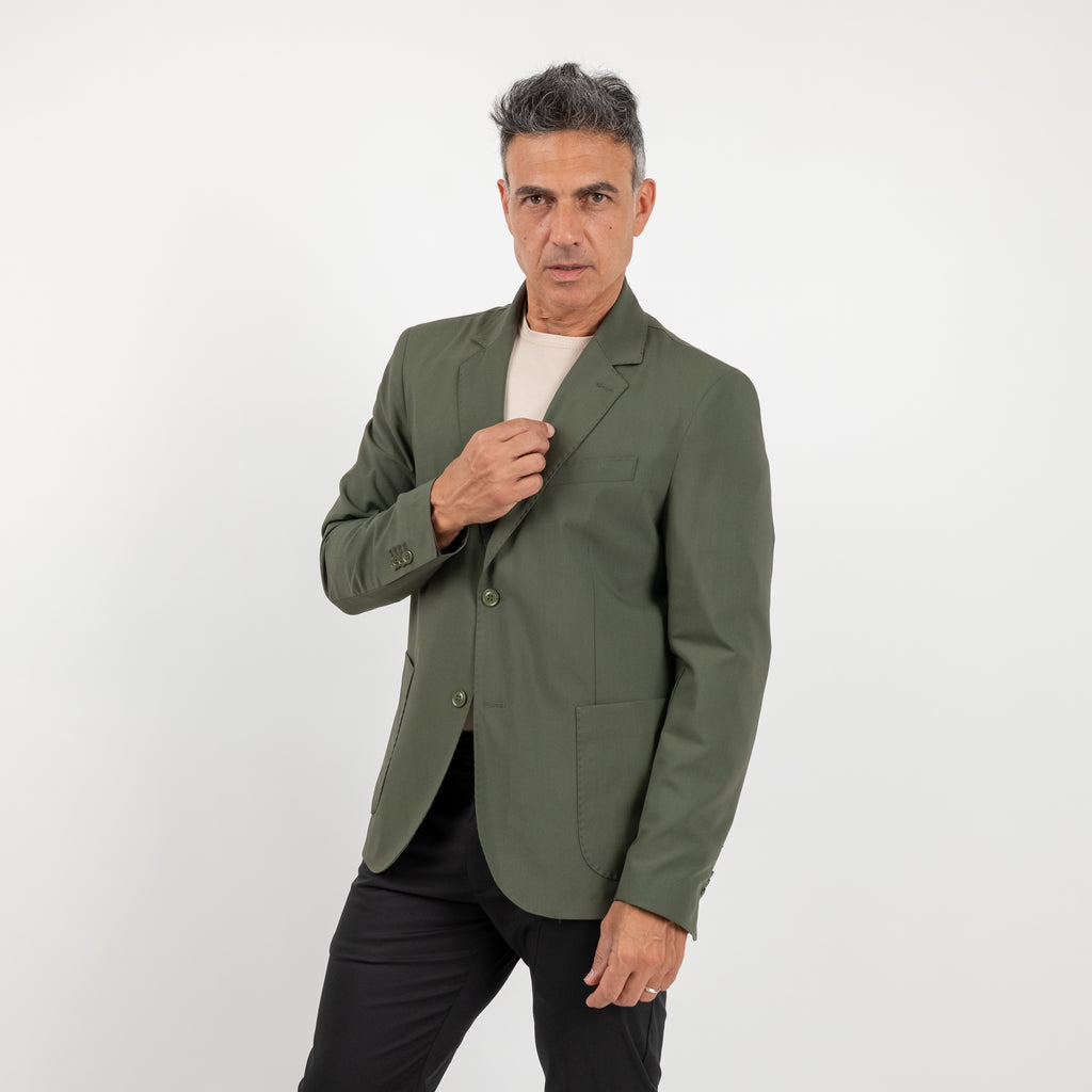 Chaqueta acolchada de botonadura sencilla - Verde militar