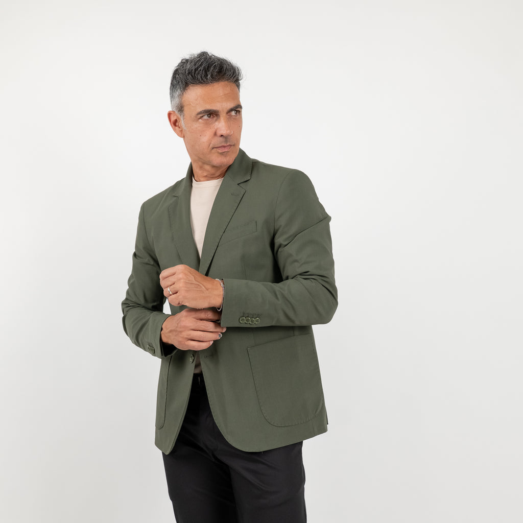 Chaqueta acolchada de botonadura sencilla - Verde militar