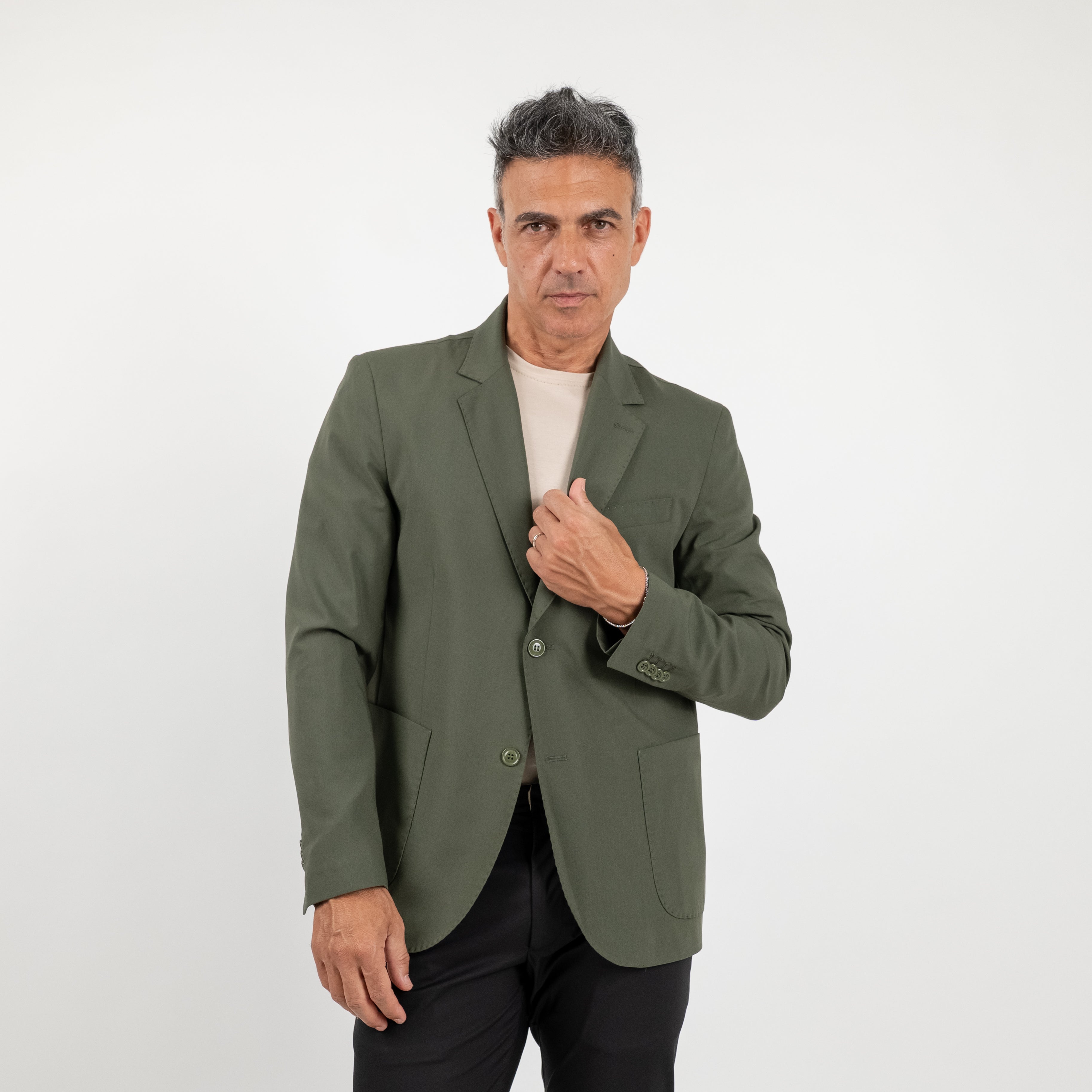 Single-breasted quilted jacket - Military Green