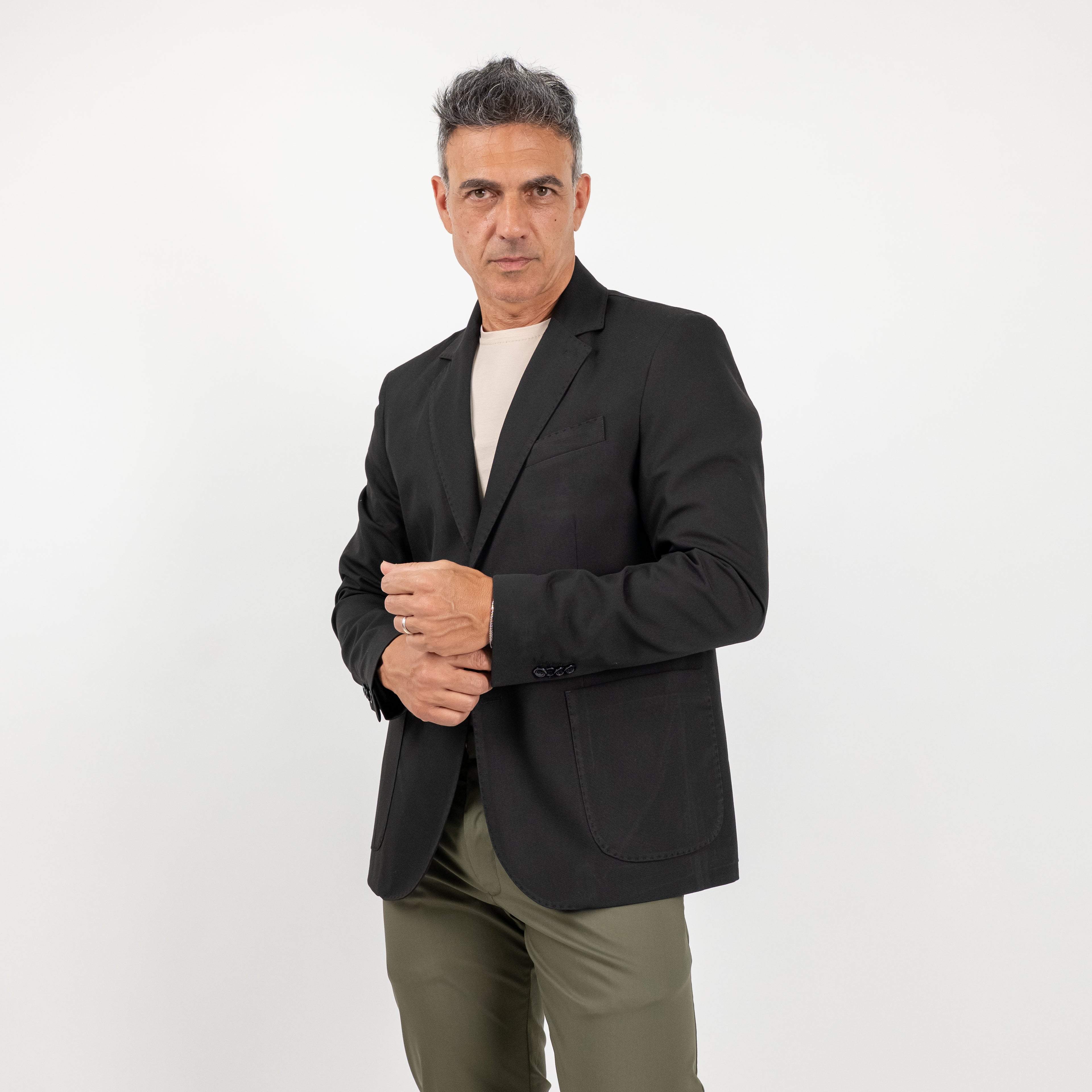 Single-breasted quilted jacket - Black