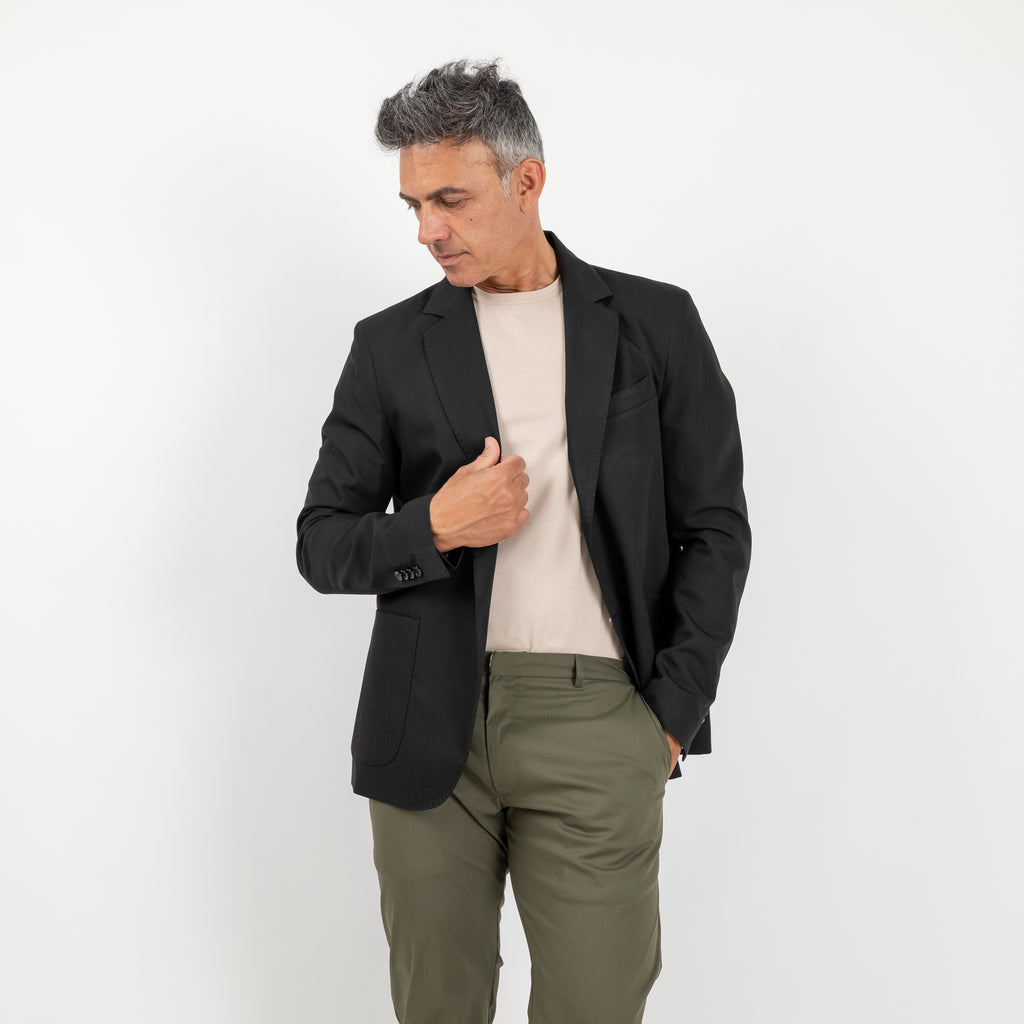 Chaqueta acolchada de botonadura sencilla - Negra