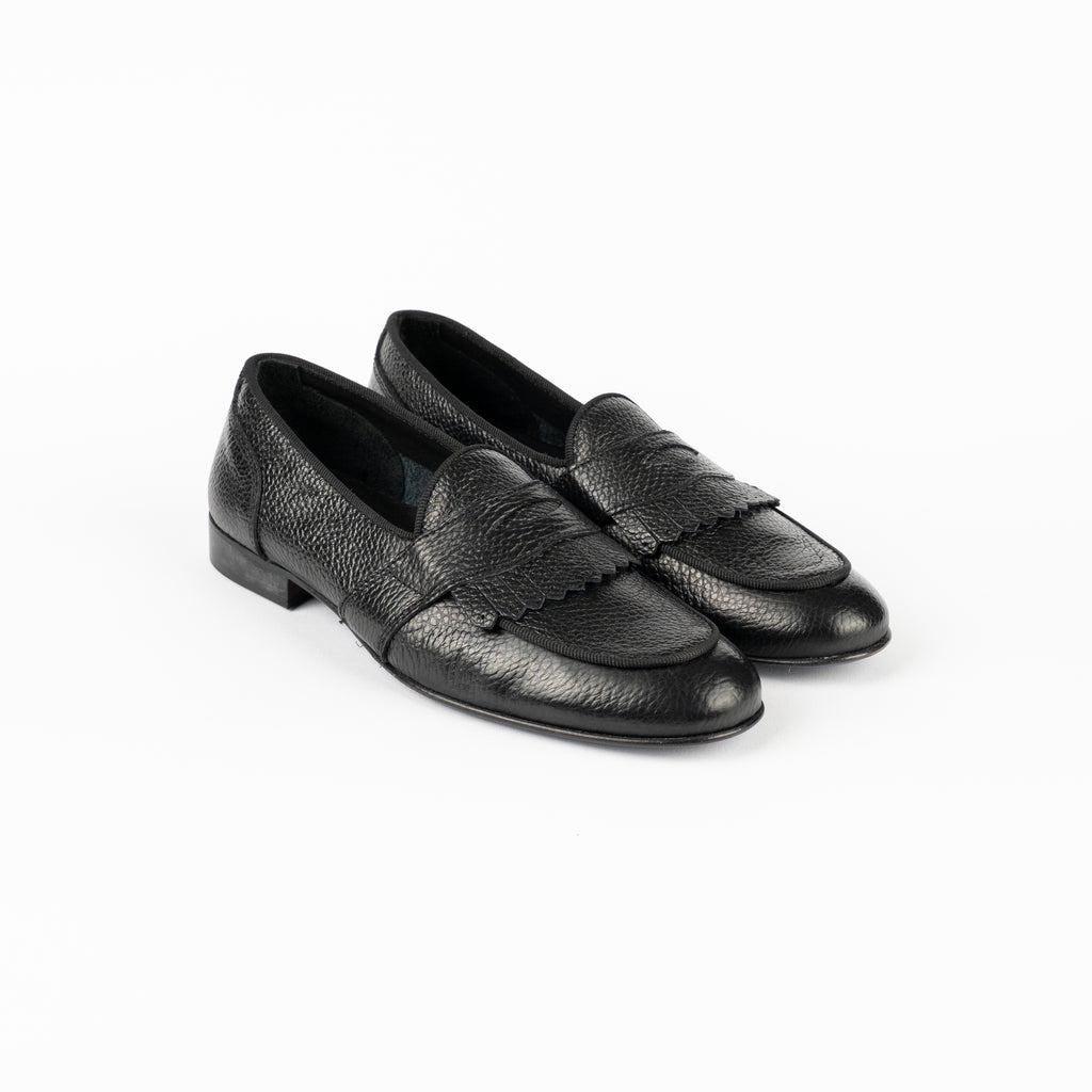 Mocasín de ante con doble hebilla - Negro