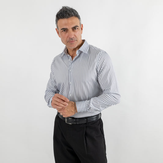 Camicia sartoriale con rigo largo - Ghiaccio