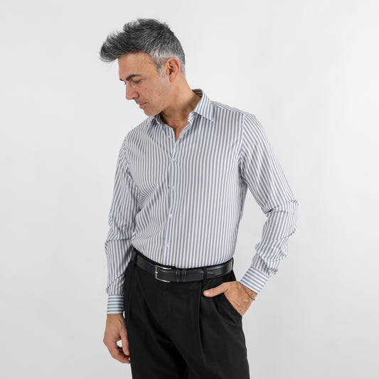 Camicia sartoriale con rigo largo - Ghiaccio