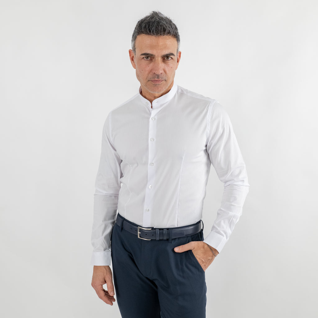 Camicia sartoriale colletto coreano - Bianco