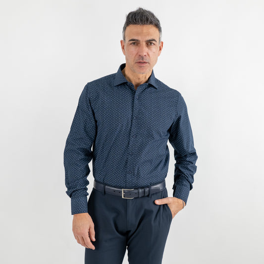Camicia sartoriale fantasia astratta - Blu Navy