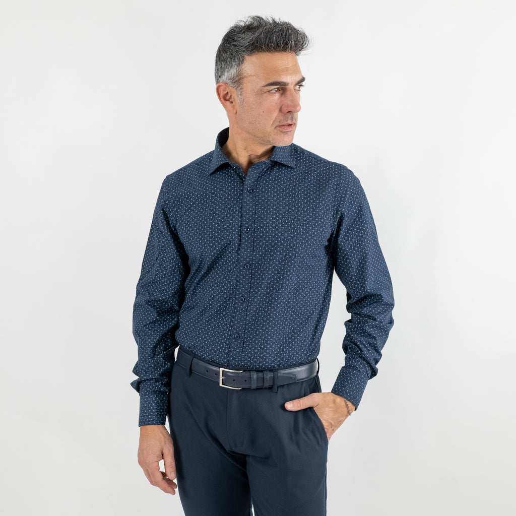 Camicia sartoriale fantasia astratta - Blu Navy