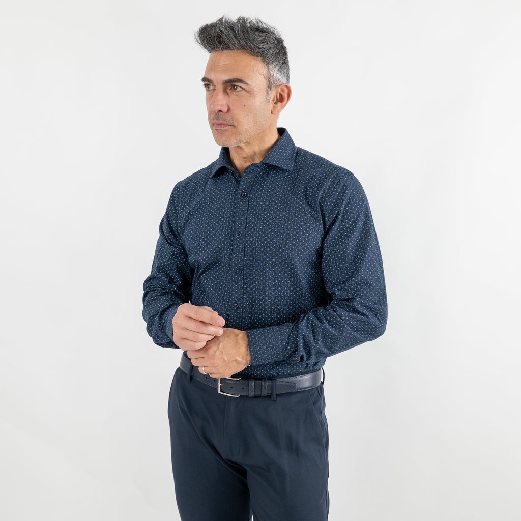 Camicia sartoriale fantasia astratta - Blu Navy