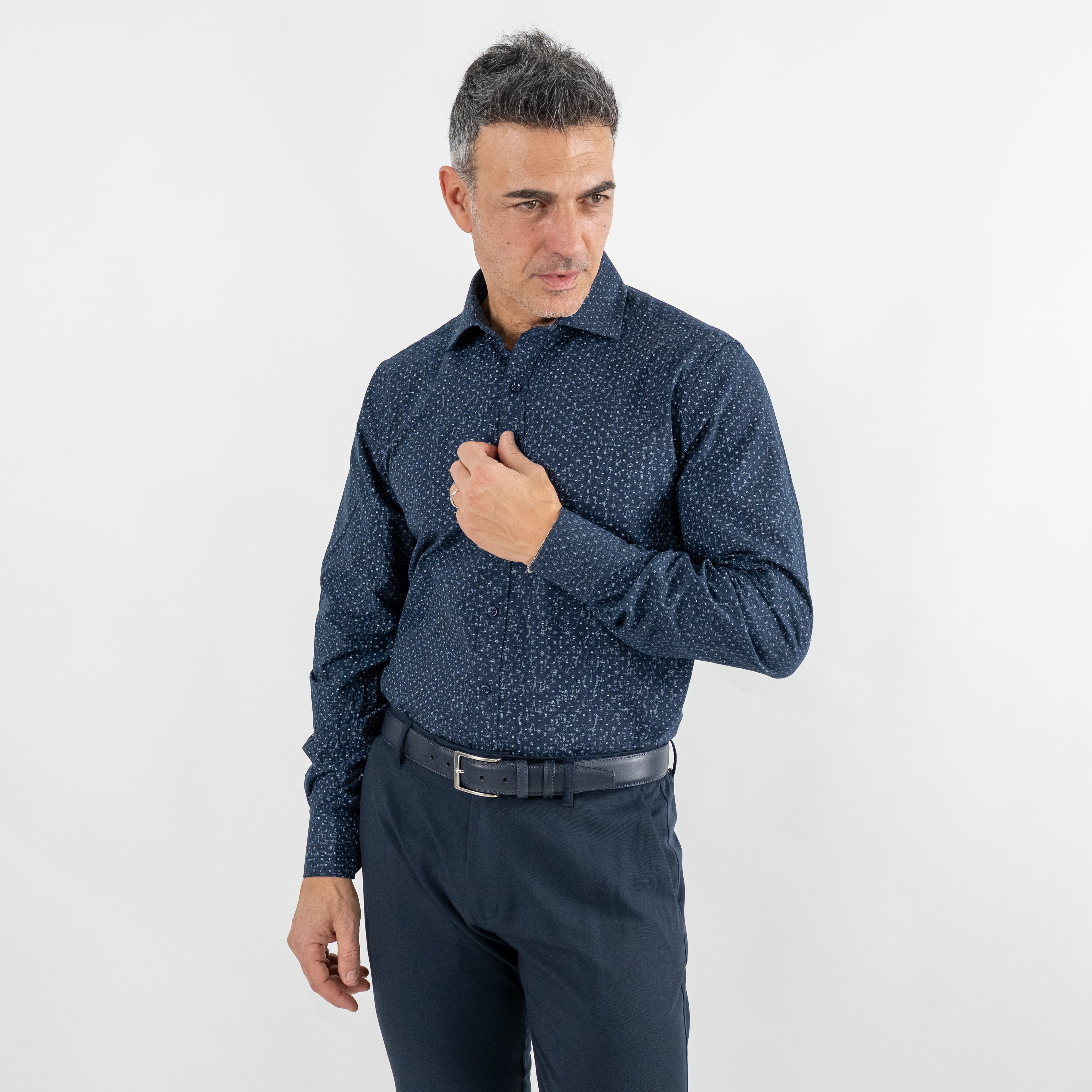 Camicia sartoriale fantasia astratta - Blu Navy