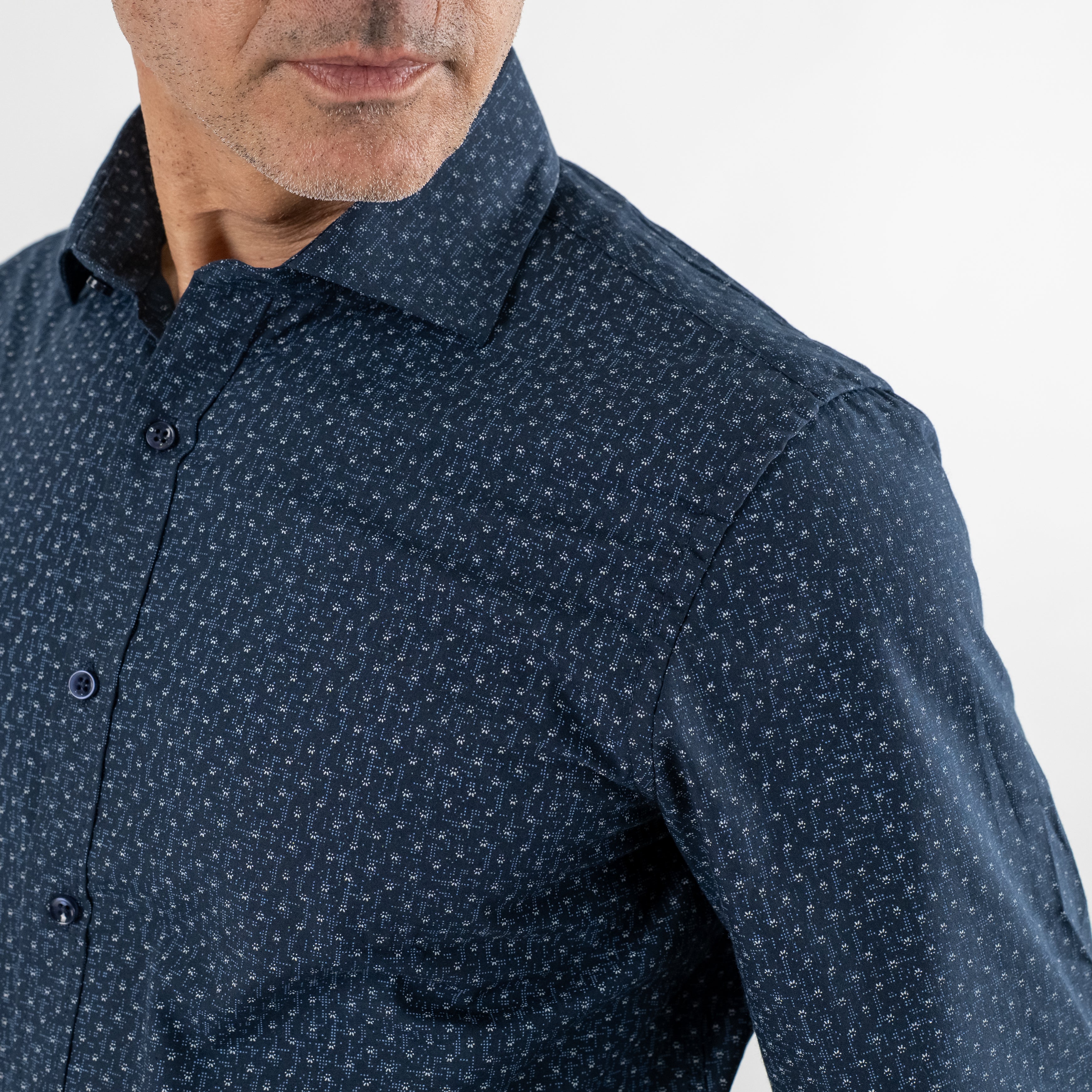 Camicia sartoriale fantasia astratta - Blu Navy